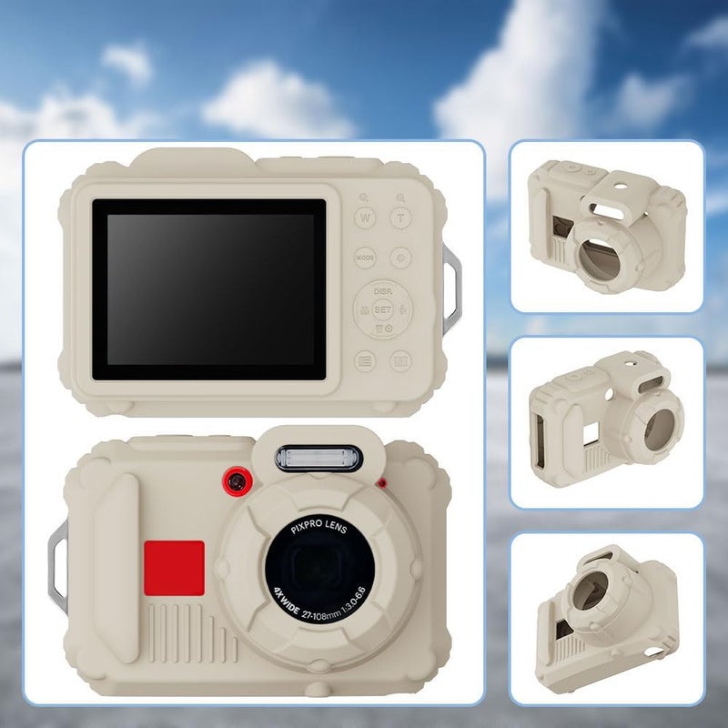 TUOOUT Silicone Case for Kodak Pixpro wpz2 Digital Camera with with Removable Lens Cover and Screen Protector and a Lanyard for Ckodak pixpro wpz2 Accessories -(Rice White) - Image 2